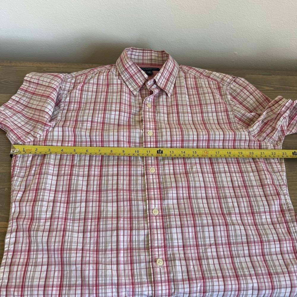 Banana Republic Men's Medium‎ Slim Fit Plaid Short Sleeve Button Up Shirt Collar - Picture 5 of 6